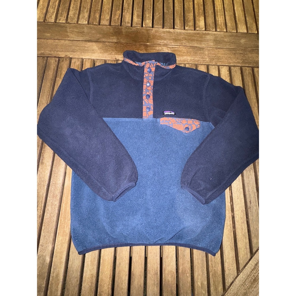 Patagonia Kids Lightweight Synchilla Snap-T Fleece Pullover Boys M 10 Navy